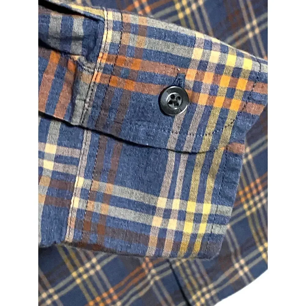 Vintage J Crew Plaid Button Shirt Men M Blue Preppy Classic Cotton Mauritius